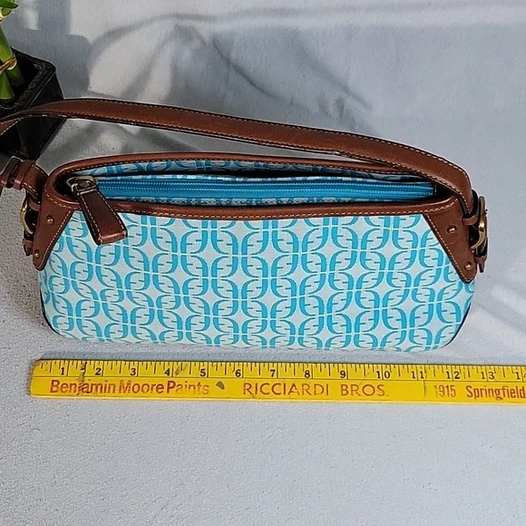 Fossil Monogram Canvas & Leather Shoulder Bag w/ Key - Picture 8 of 11